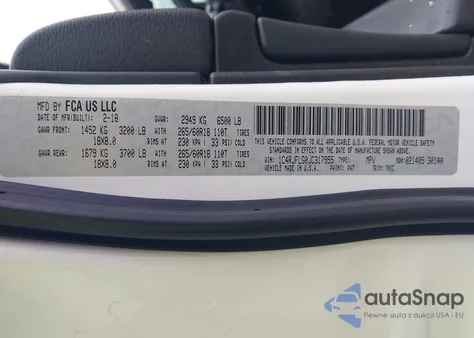 2018 Jeep Grand Cherokee Trailhawk 4X4 z USA, uszkodzony, nr VIN 1C4RJFLG0JC317955